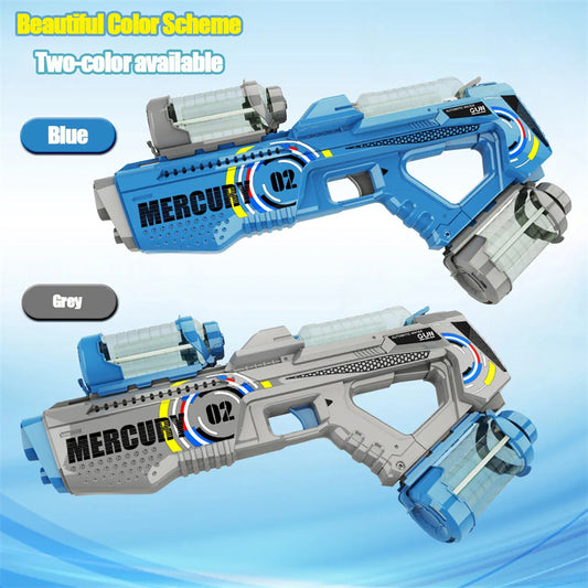 Pistola de agua eléctrica automática de verano con luz recargable, juego de fiesta de disparo continuo, juguetes para salpicaduras espaciales para niños, regalo