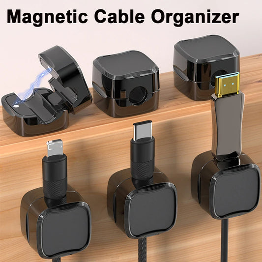 Clip de Cable magnético debajo del escritorio, gestión de cables, soporte de Cable ajustable, organizador de cables y gestión de cables